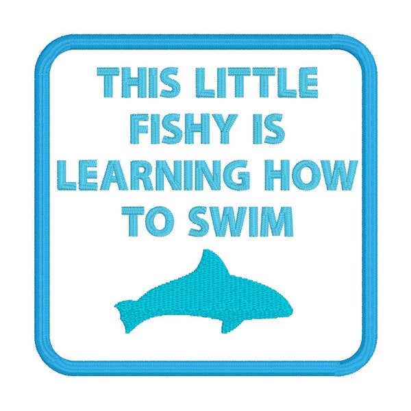4x4 Hoop Little Fishy Learning To Swim Patch PES ZIP File Only