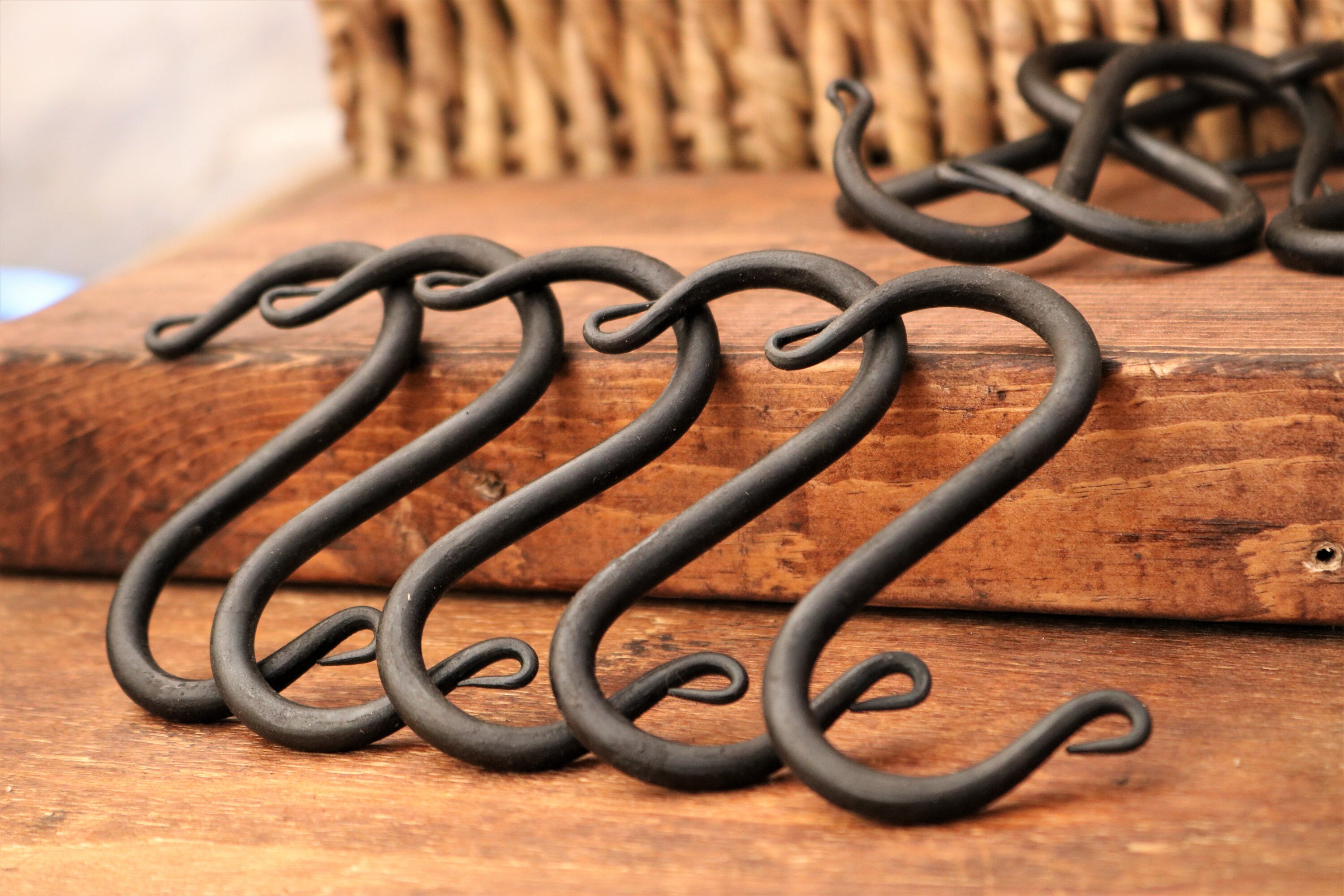 Hand Forged S Hooks (3+) Great for Pot Holders, Farmhouse Shower Curt…