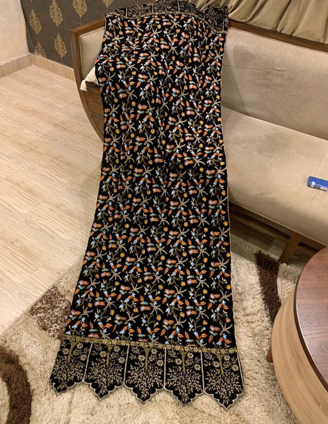 Pakistani velvet embroidered shawl winter shawl Indian bridal Etsy