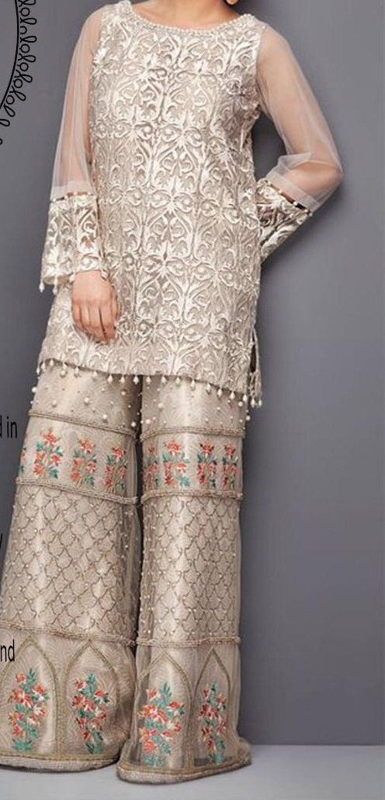 custom stitched embroidered salwar kameez kurti shirt trouser Pakistani Indian Bengali desi Eid Party desi wedding 3 Piece eastern Dress