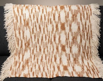 Vintage 1970s Geometric Crochet Afghan – Variegated Earth Tones