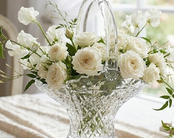 panier en cristal maison de princesse vintage | Décoration de mariage à bords festonnés taillés en diamant