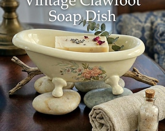 Vintage VB Athena Floral Clawfoot Bathtub Soap Dish – Cottagecore Vanity Accessory