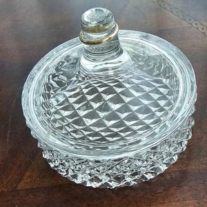 Vintage Indiana Glass Diamond-Point Ring Dish