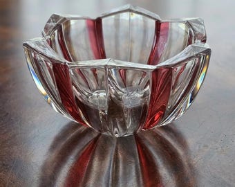 Dresden Crystal Ruby Red Cut to Clear Bowl | 24% Lead Crystal