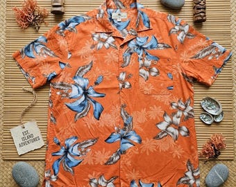Vintage Island Shores Hibiscus Aloha Shirt