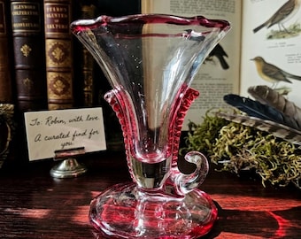 Vintage Cranberry Flash Jack-in-the-Pulpit Bud Vase