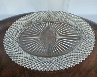 Vintage 12 Inch Oval Platter, Diamond Point Miss America, Anchor Hocking Depression Glass