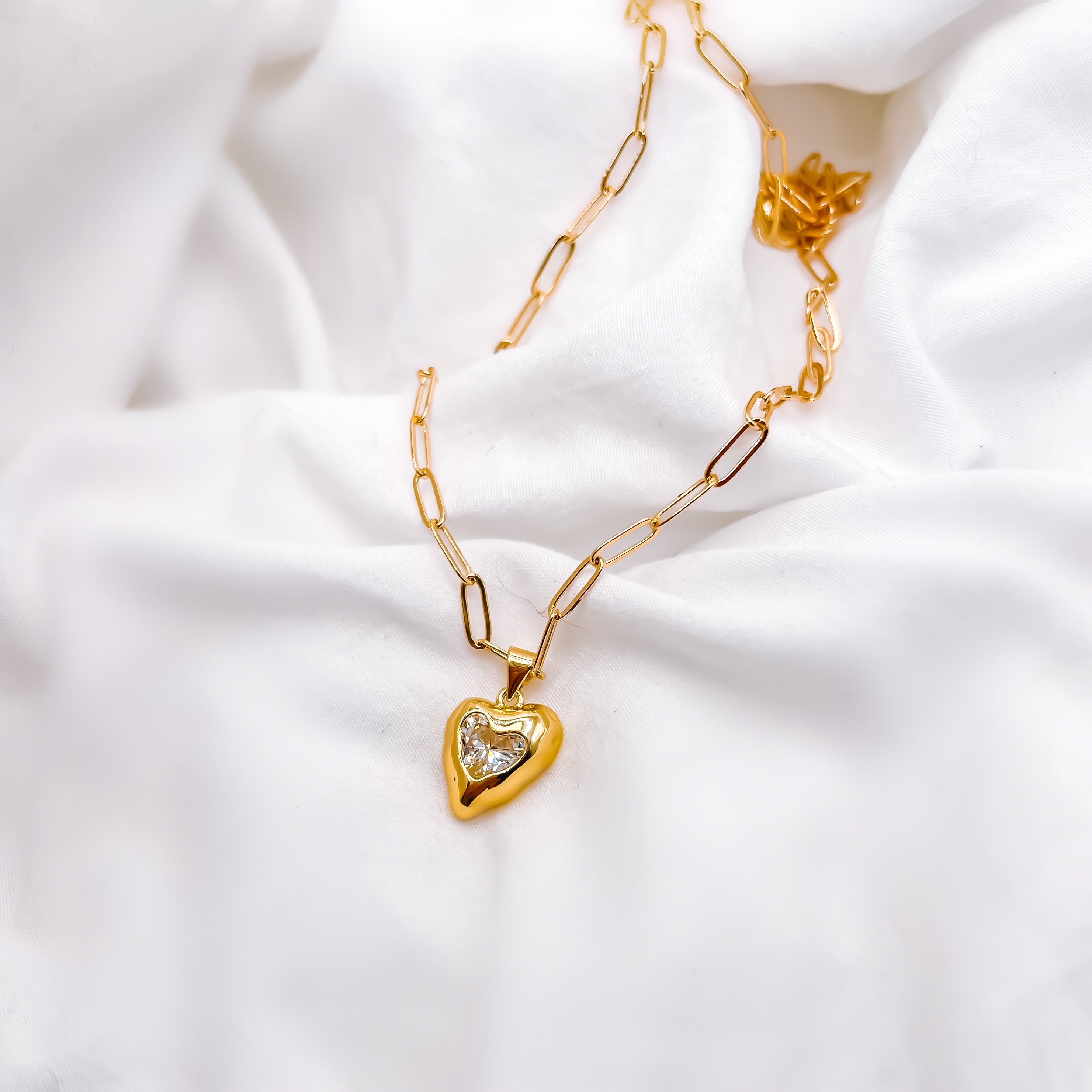The Alexandra Necklace, Gold Chunky Heart Necklace, Birthday