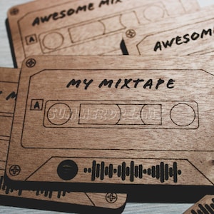 DIGITAL FILE Customizable Spotify Cassette tape| Customizable| Spotify| Music| 80s Aesthetic| Couples Gift| SVG | Glowforge | Laser Cutter
