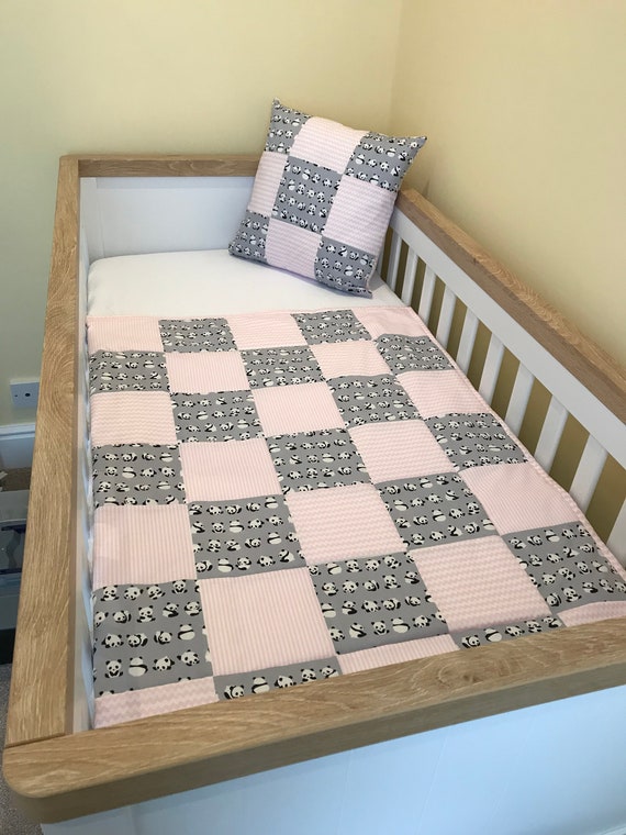 pink grey cot bedding