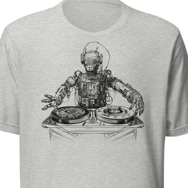 Robot DJ Shirt | Android Music Tee | Cyborg Disc Jockey Shirt | Music Lover Tee | Droid Music Shirt | Machine Producer Teeshirt