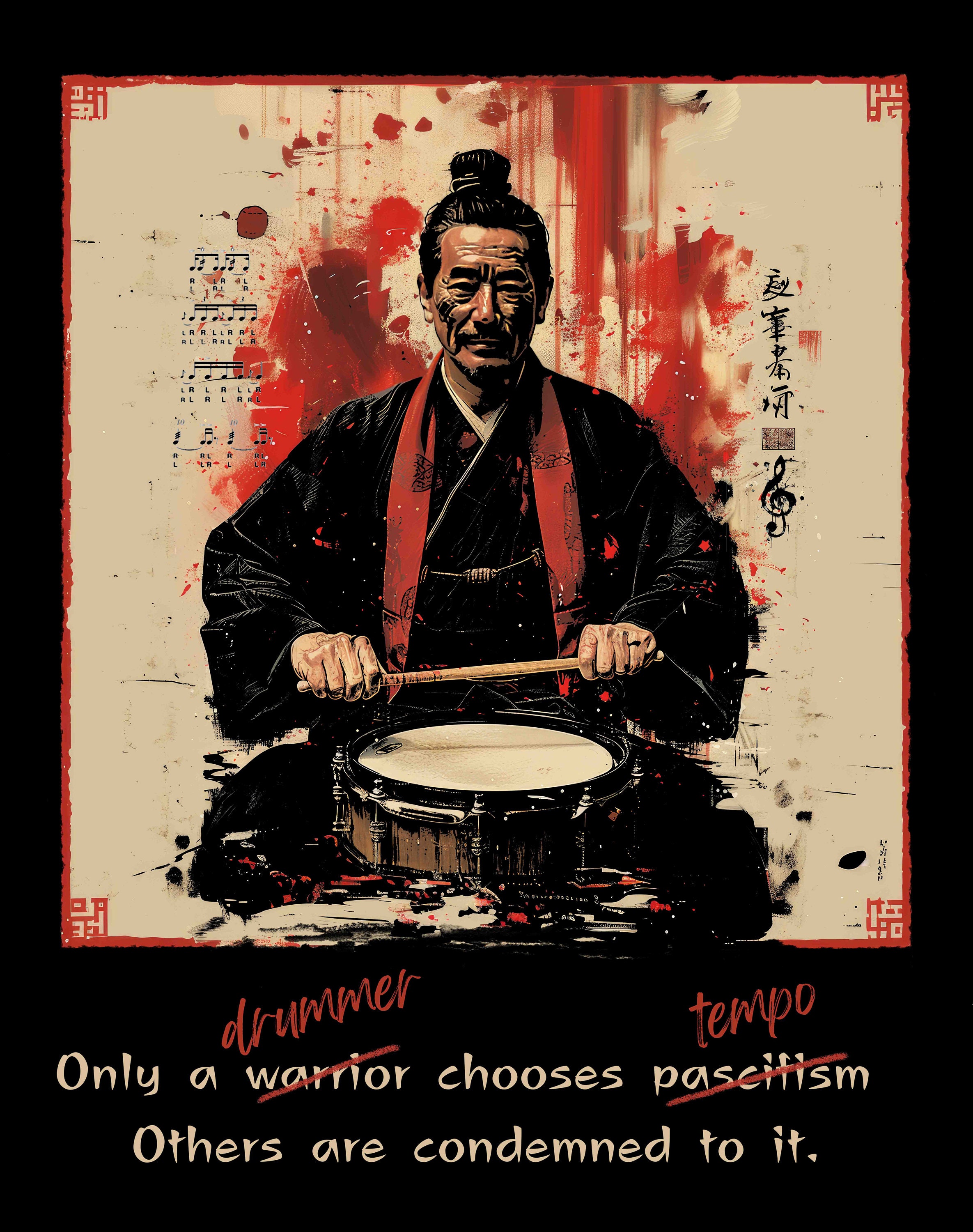 Drum Samurai Shirt | Bushido Drum Tee | Snare Drum T-shirt