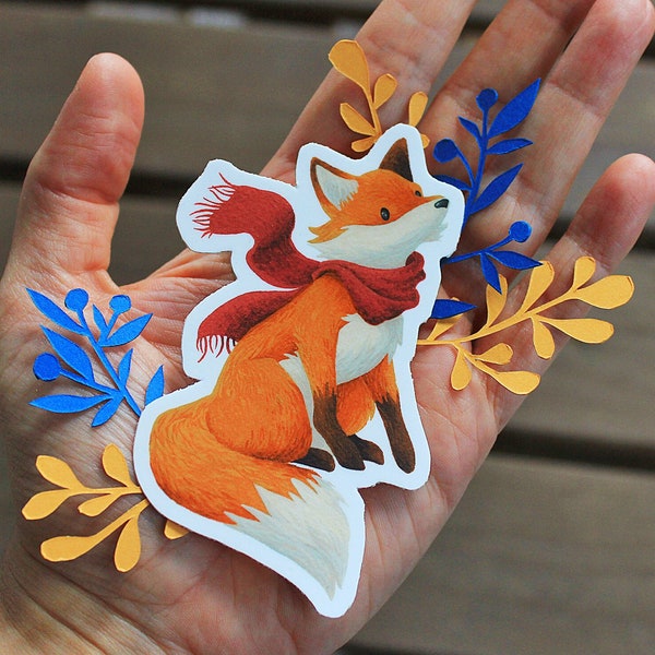 Fox with a Scarf sticker (Kettu ja Kaulaliina -tarra)