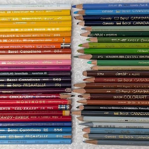 Vintage artist-kleurpotloden: regenboogset uit de jaren 80-90 met hoogwaardige merken - 50-delige collectie #A