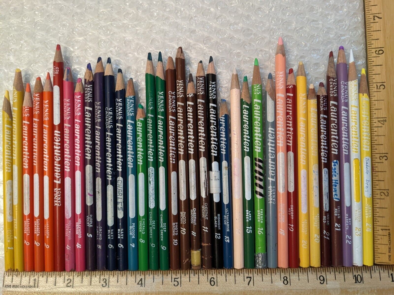 Vintage Laurentien Pencil Crayons Colored Pencils Coin Bank Tin