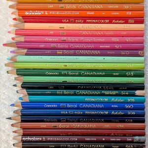25 Berol Prismacolor & Canadiana kleurpotloden kleurpotloden jaren 1990 Sampler Set voor volwassen kunstenaars of verzamelaars Set #2