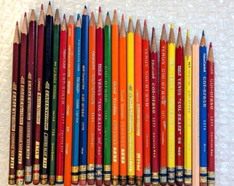26 Verithin & Col Erase Colored Pencil Crayon Sampler Set Features Mix of Vintage Brand Eagle Berol Prismacolor Venus Ebarhard Faber Castell