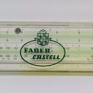 Regla de cálculo vintage AW Faber Castell n.º 57/87, regla logarítmica con 10 escalas para cálculos manuales, matemáticas antiguas en estuche de plástico