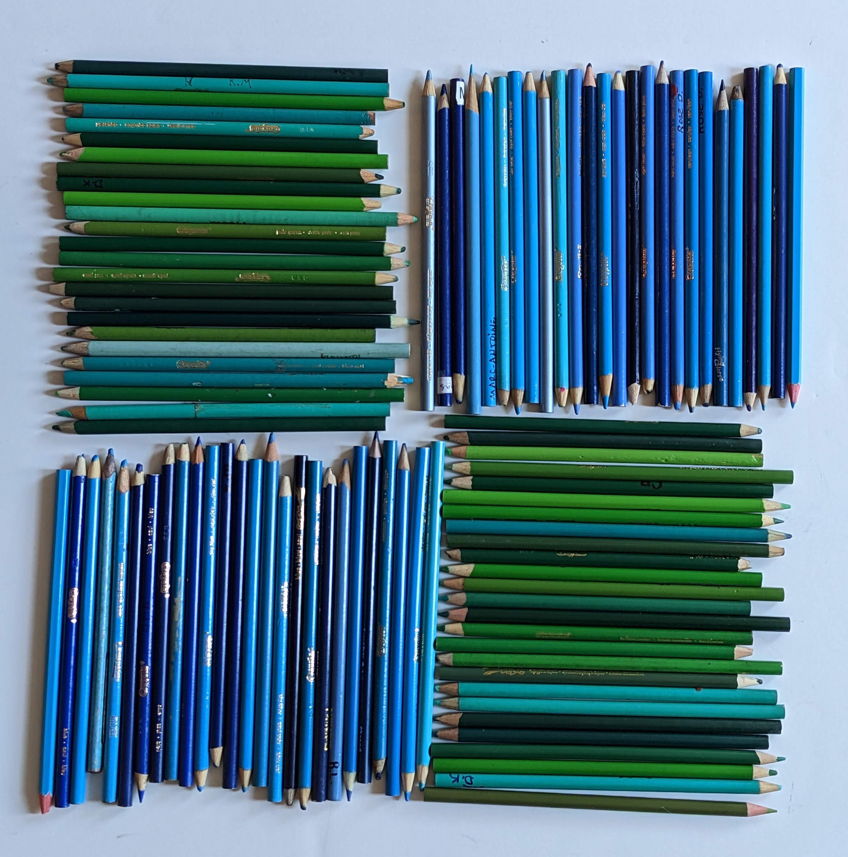 100 Crayola Colored Pencils Crayons Green & Blue Mix Only Bulk Etsy