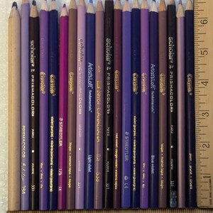20本の紫色色鉛筆クレヨン、中古、ブランド違い、子供や大人の塗り絵に最適、セット#2