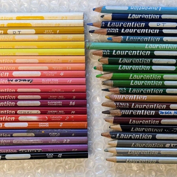 41 Laurentien Canada Colored Pencil Crayon Discontinued Brand Mixed Sampler Set Professional Artist Grade & Adult Coloring
