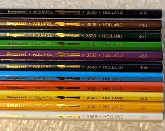 11 Bruynzeel Aquarel Watercolor Colored Pencils Crayons Lot Artist Quality Lightly Preowned Set Made in Holland