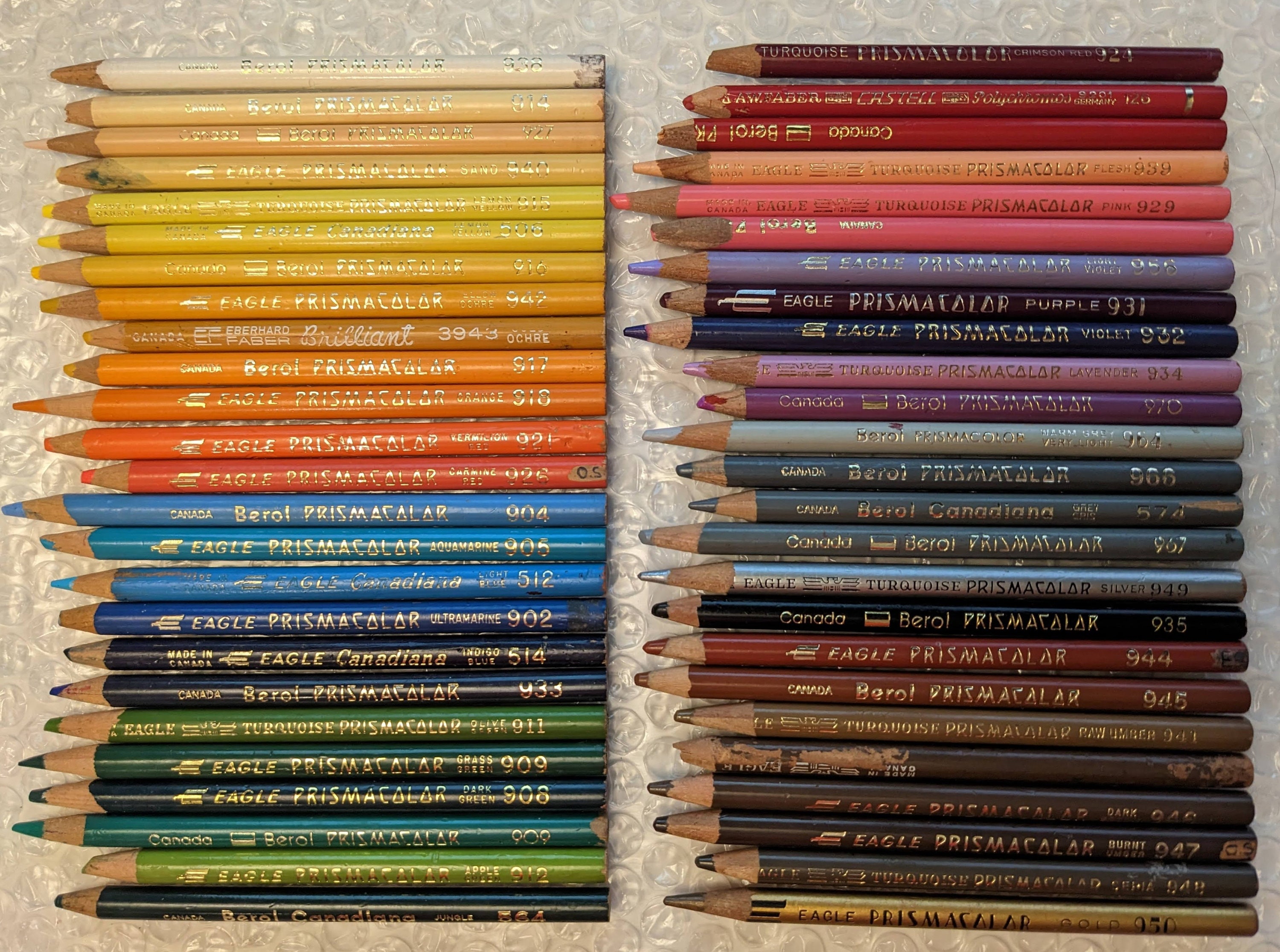 20 Blue Colored Pencil Crayons Set Artist Quality Mixed Brands to Sample &  Color Swatch Destash Lot #A