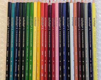 24 Prismacolor Scholar Colored Pencil Crayon Set Modern Lightly Preowned Lot Made by Sanford Artist Coloring Supplies