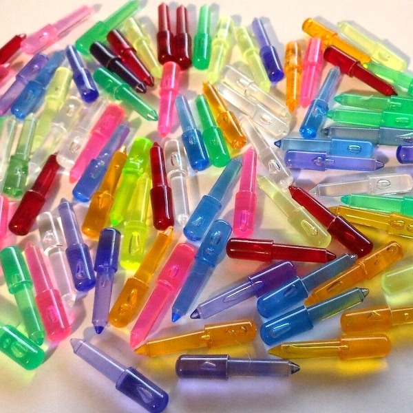 100 Lite Brite Pegs Lot 1 1/8 Inch Long Vintage Milton Bradley Multicolored Rainbow Mix Set Replacement Pieces