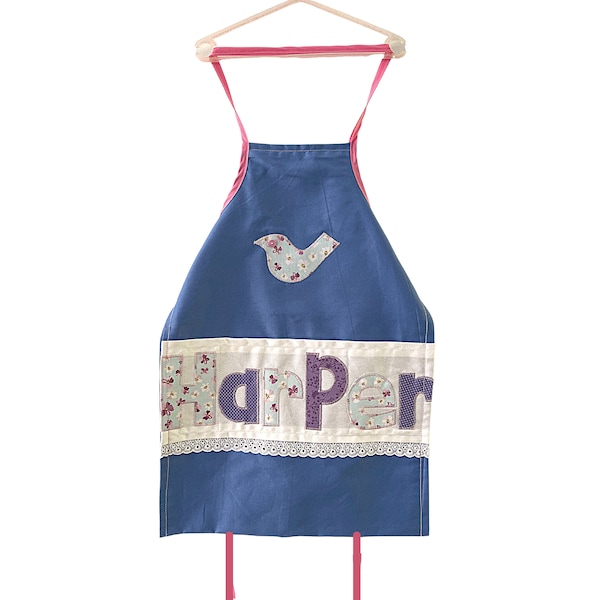 Lavender Apron for little girl * Personalised name Apron for children * Kids smock * Baking for kids