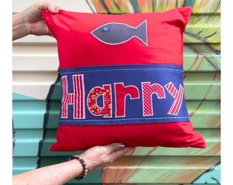 Name cushion for boys & girls * red cushion for bedroom * nursery cushion cover * pillow for kid's room