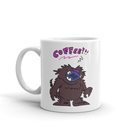 Inner Coffee Monster Mug Coffee Mug Cartoon Mug Cartoon Etsy