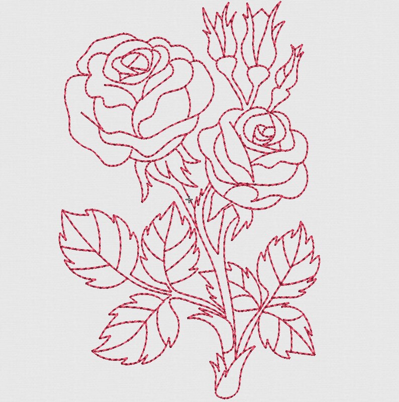 Flowers machine embroidery designs redwork quilt designs  etsy Flowers machine embroidery designs redwork quilt designs  etsy