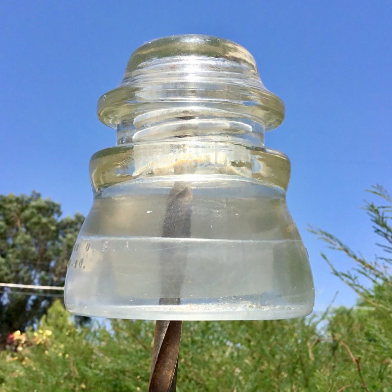 Free shipping. Glass Insulator Hemingray 45 Clear glass antique railroad telephone telegraph and electrical pole insulator