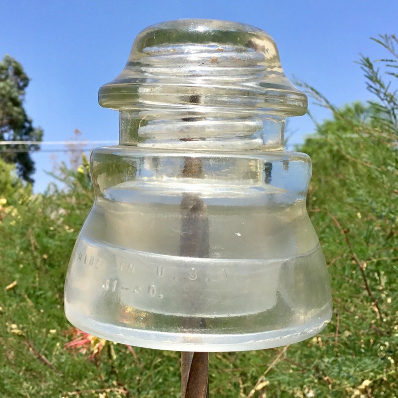 Free shipping. Glass Insulator Hemingray 45 Clear glass antique railroad telephone telegraph and electrical pole insulator