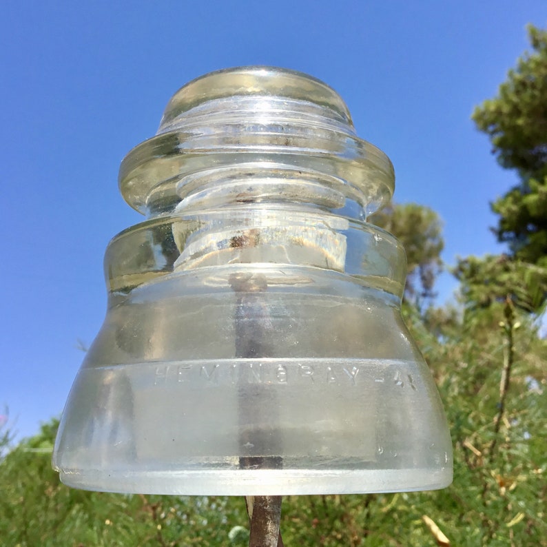 Free shipping. Glass Insulator Hemingray 45 Clear glass antique railroad telephone telegraph and electrical pole insulator