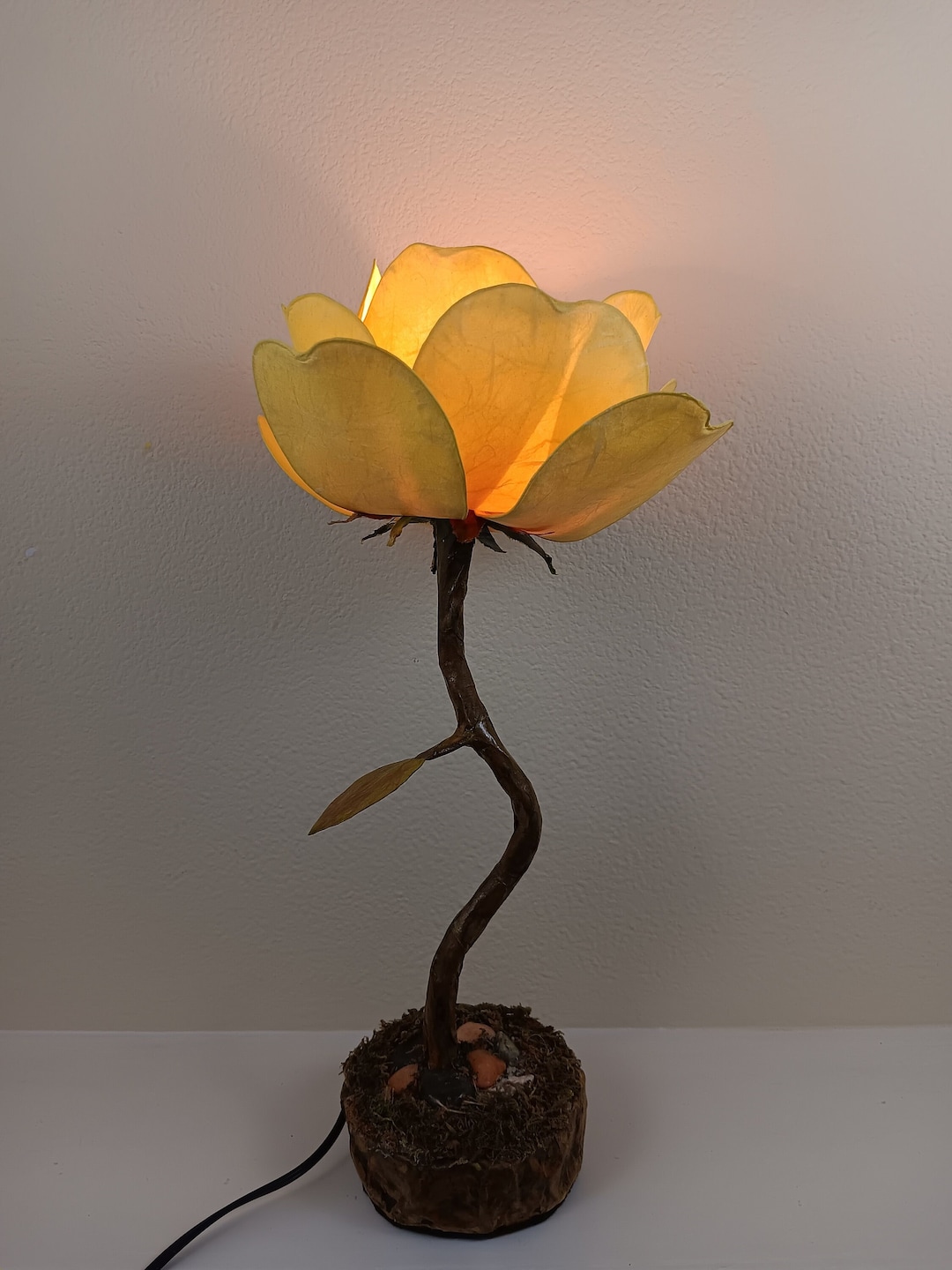 Yellow Rose Flower Table Lamp Etsy