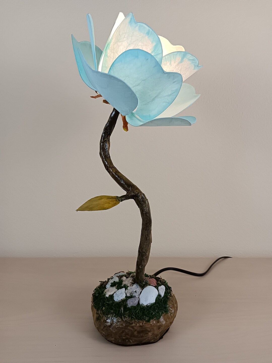 Light Blue Rose Flower Table Lamp Etsy