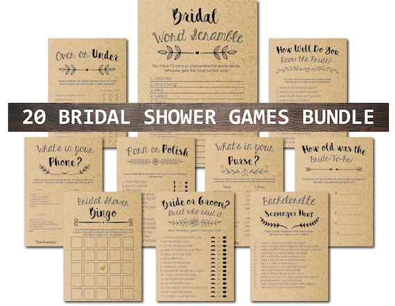 Bridal Shower Party - Bridal Shower Games Wedding A-Z BINGO Package Printabl Game Bachelorette  Party Porn or polish Games boho wedding Bridal Shower Game