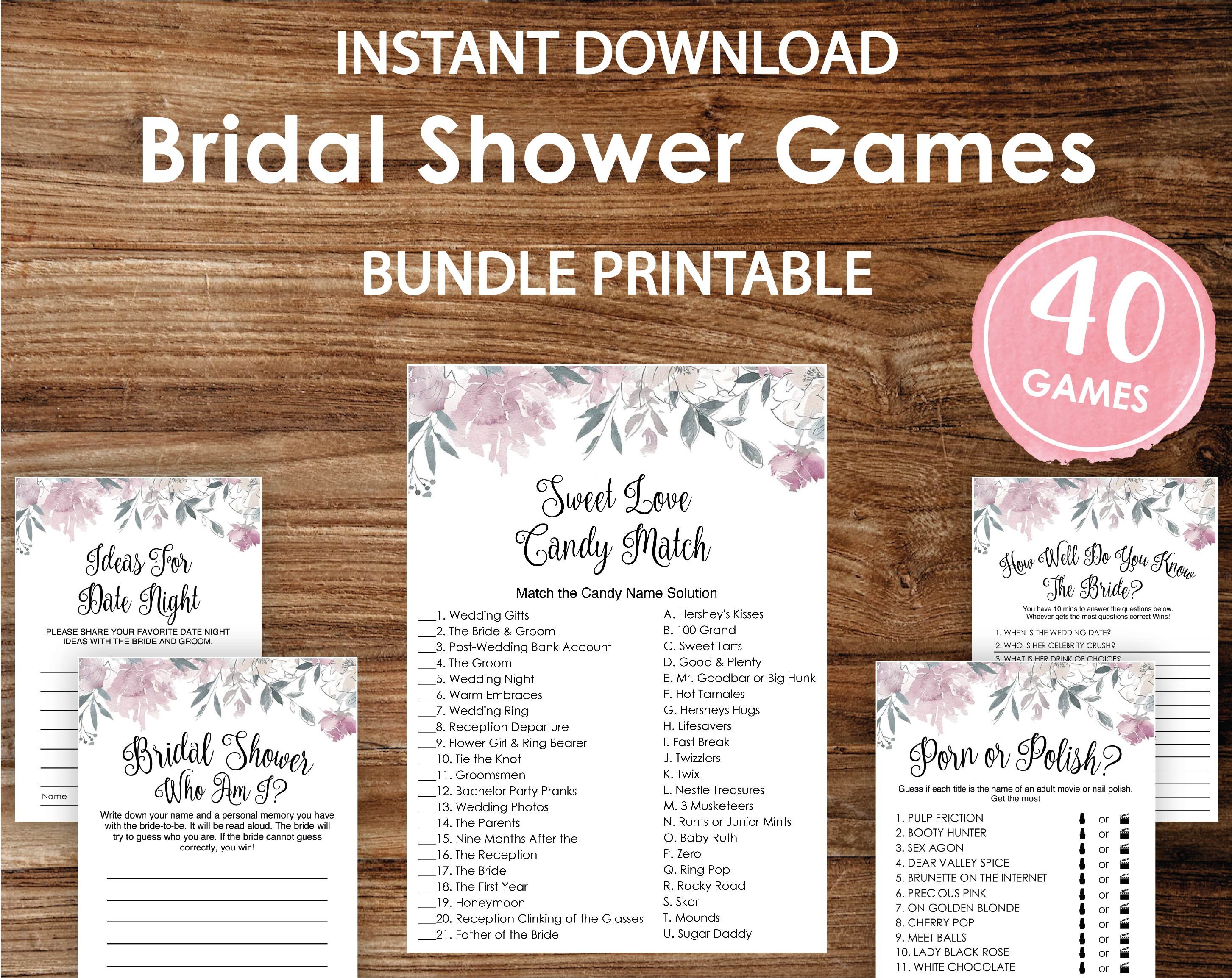 Party Games Party Favors & Games Instant Download Bachelorette Party Games  40 Boho Bridal Shower Games Porn or polish Floral Bridal Shower Games  Bundle etna.com.pe