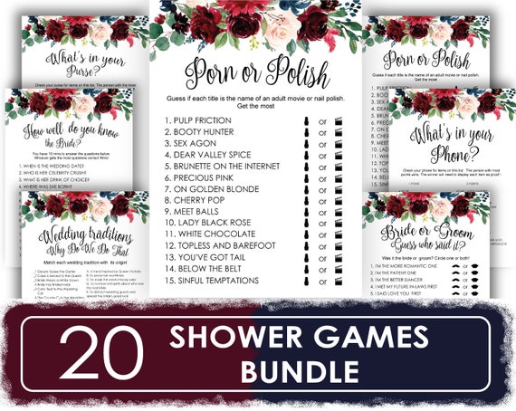 Black Party Porn Bride - Bachelorette Party Games, Bridal Shower Games Package Printable, Porn or  Polish Game, Bachelorette Games, Printable Bridal Shower Game