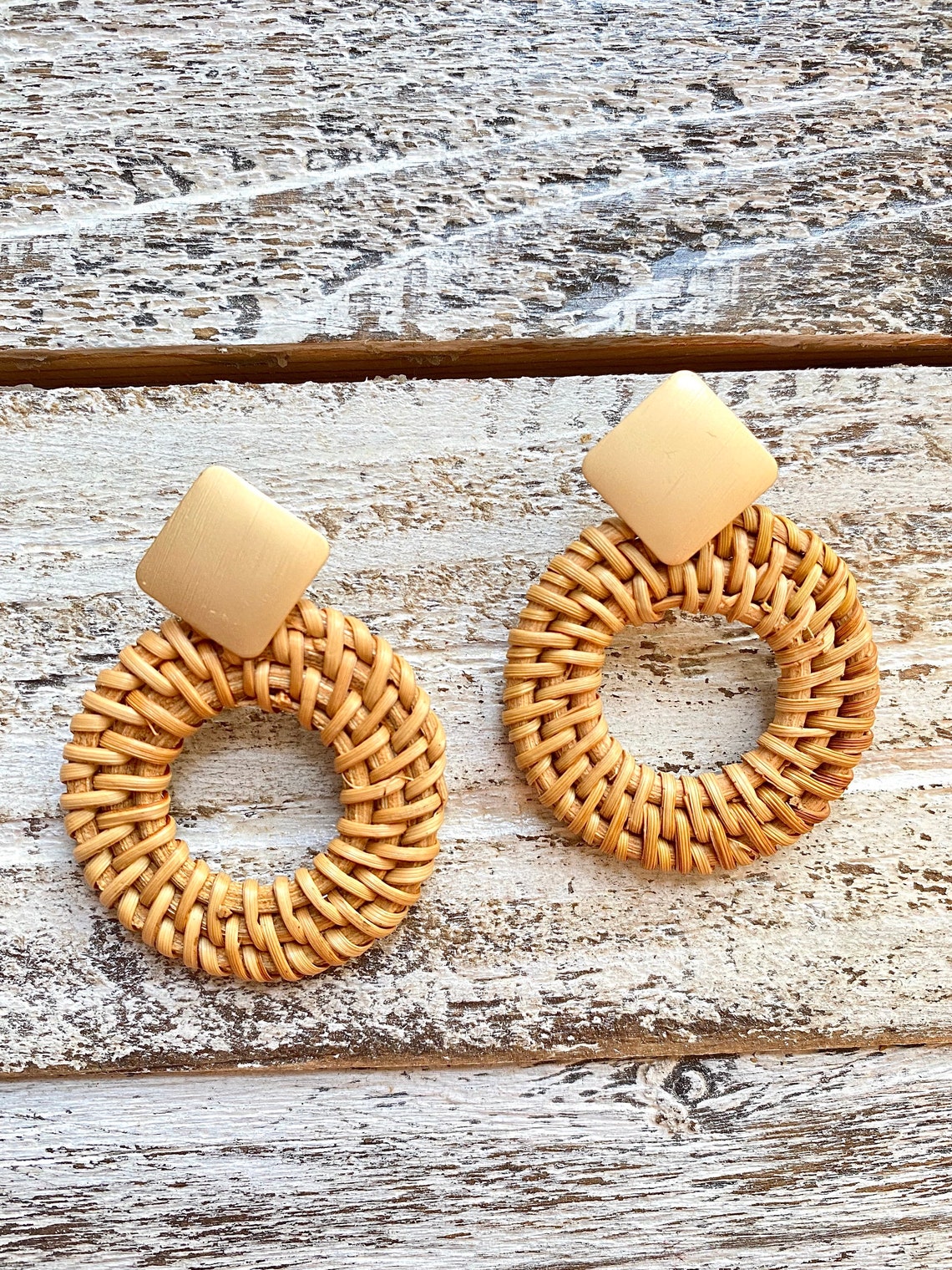 Rattan Woven Earrings, Rattan Hoop Earrings, Boho Rattan Circle ...