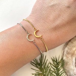 Moon Charm Bracelet, Slider Chain Bracelet, Moon Bracelet