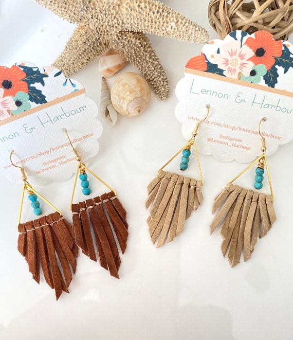 Etsy leather earrings discount