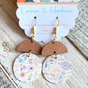 Flower Leather Earrings, Cork Earrings, Cork Leather, Flower Earrings
