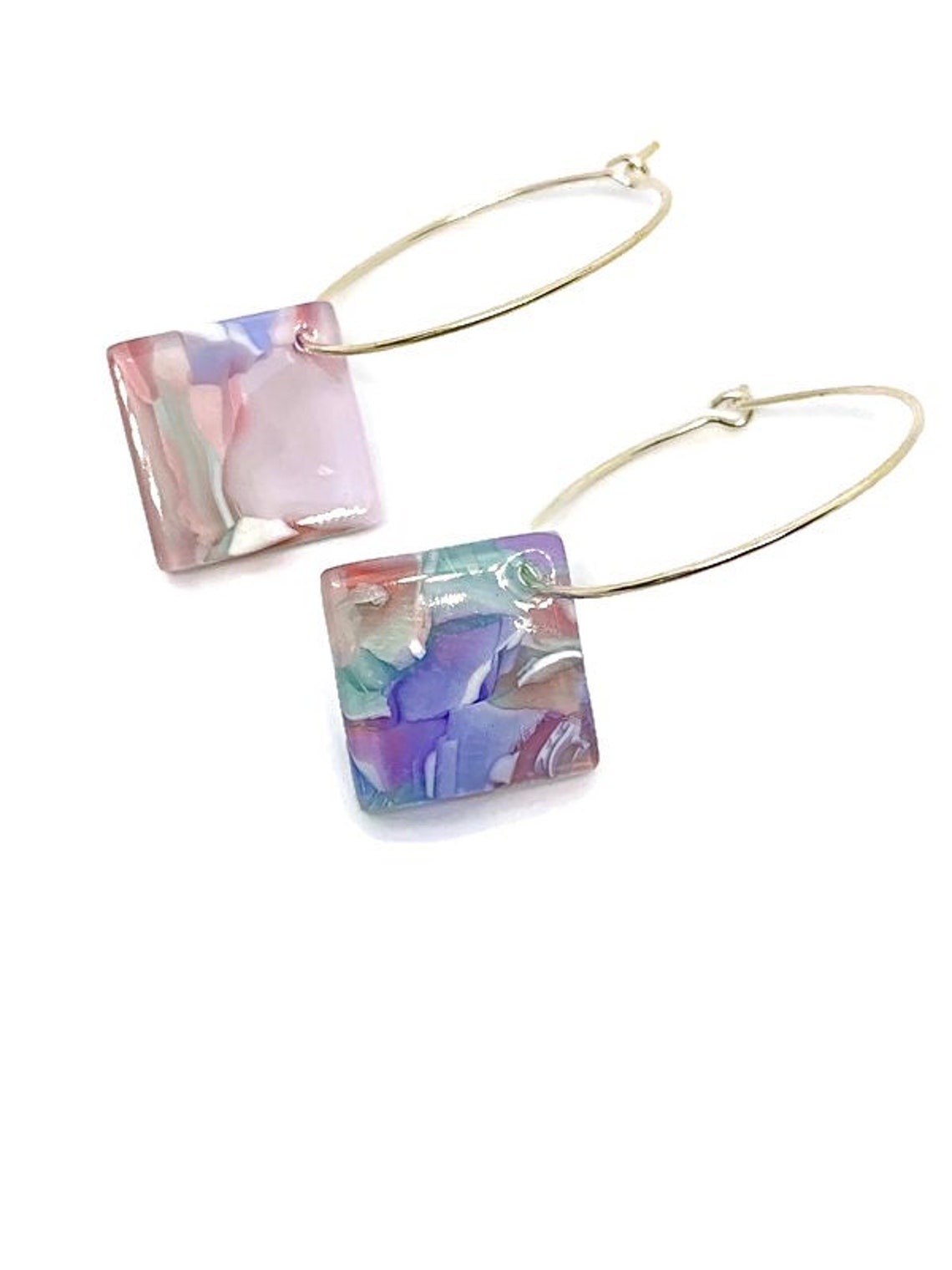 Pastel Hoop Earrings Pastel Acrylic Dangle Earrings Acrylic Etsy