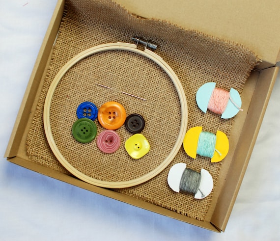 Button Sewing Set for Kids, Beginner Sewing Kit, Preschool Sewing