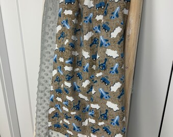 Baby Blanket / Baby Boy Soft Minky Blanket / Airplanes Blanket / Blue Blanket / Reach for the Sky Collection / baby shower gift