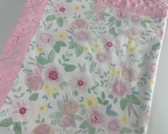 Manta para Bebê / Manta Minky para Bebê Menina / Manta Floral Rosa / Presente para Chá de Bebê Menina